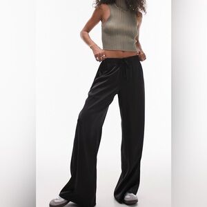 Topshop plain satin wide leg pants in‎ black size 10 US